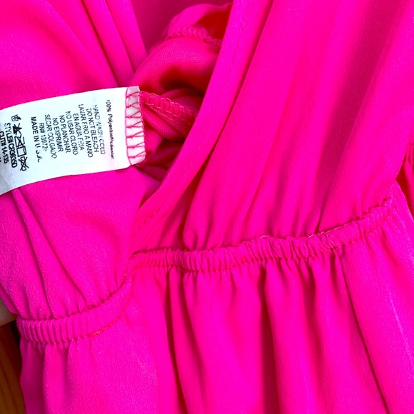 Honey Punch 💕 Neon Hot Pink Romper Shorts Jumper Jumpsuit Playsuit Barbie 🌸 - Picture 8 of 13